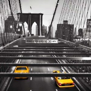 Taxi on Brooklyn Bridge, NYC