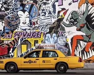 Taxi and Mural Painting in Soho, NYC